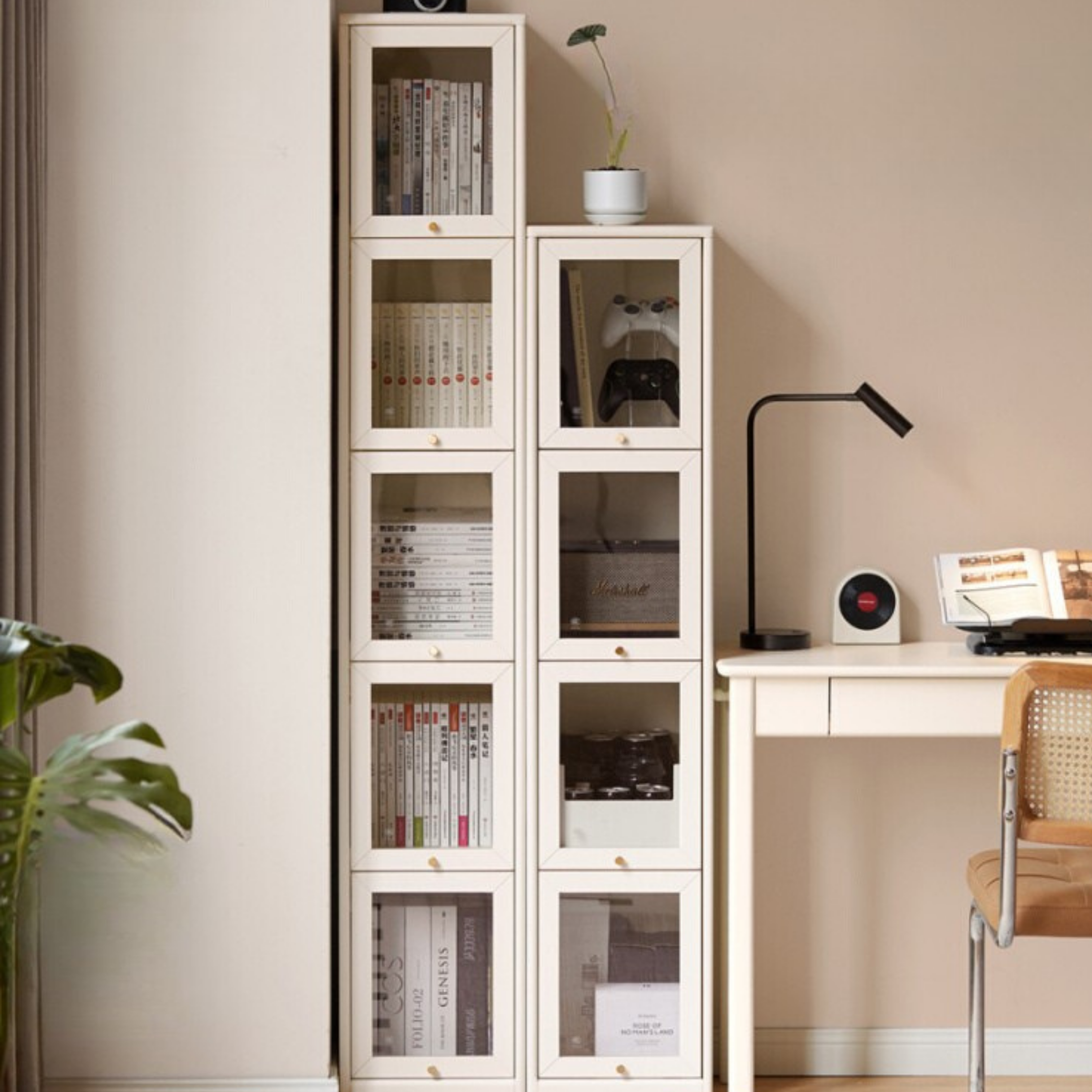 Solid Rubberwood Cream-Style Bookcase