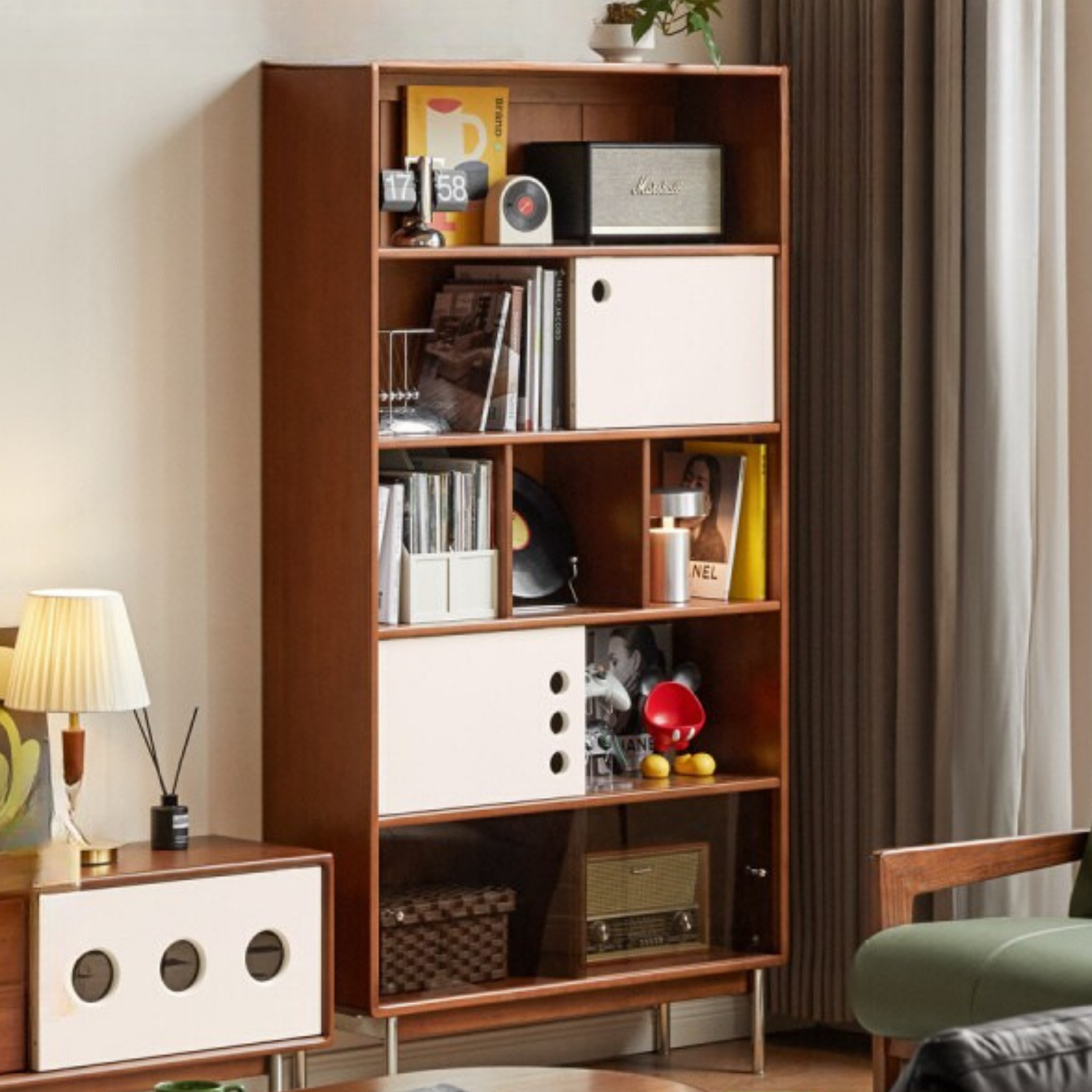 Poplar, Cherry Solid Wood Ancient Style Bookcase