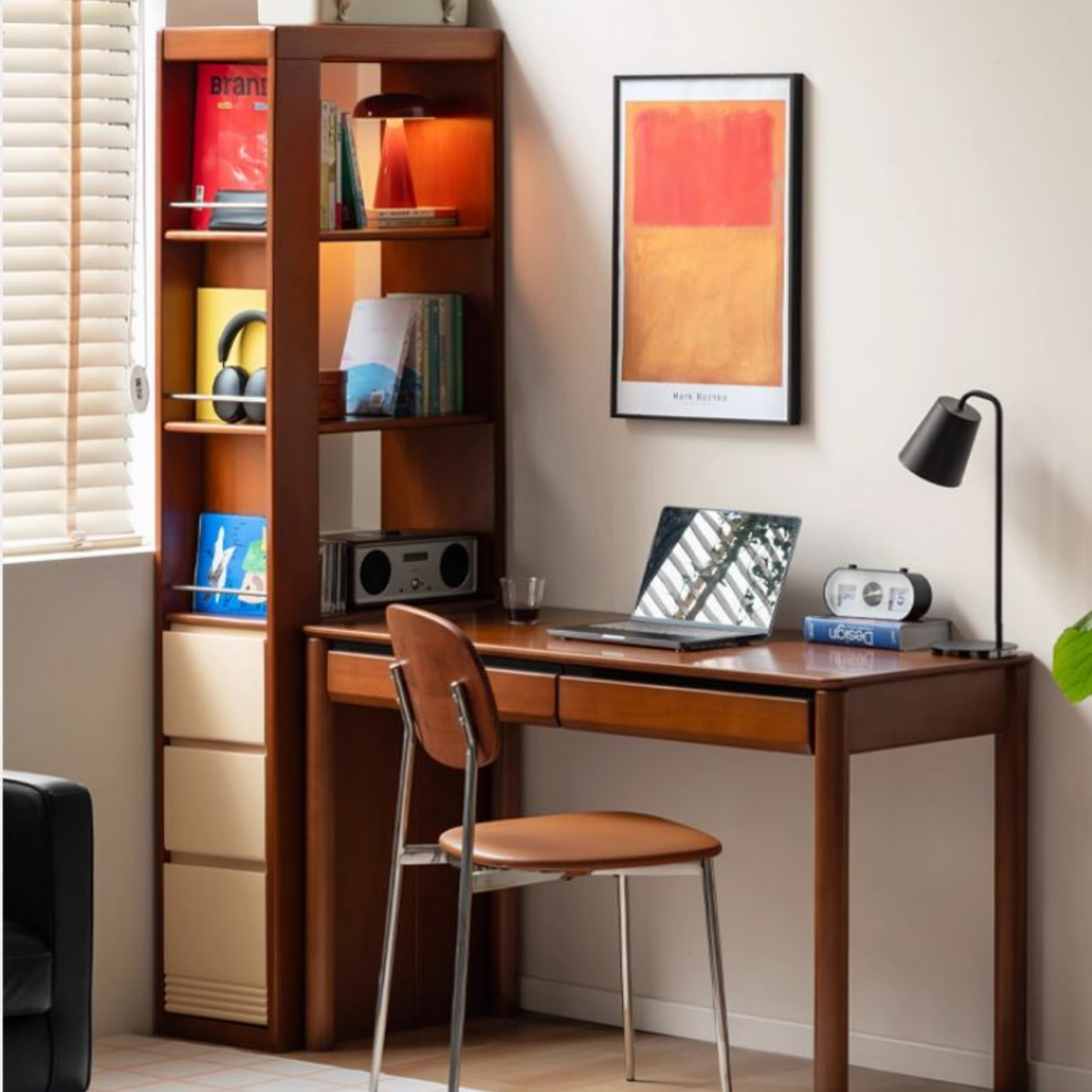 Poplar Solid Wood Retro Bauhaus Style Bookcases