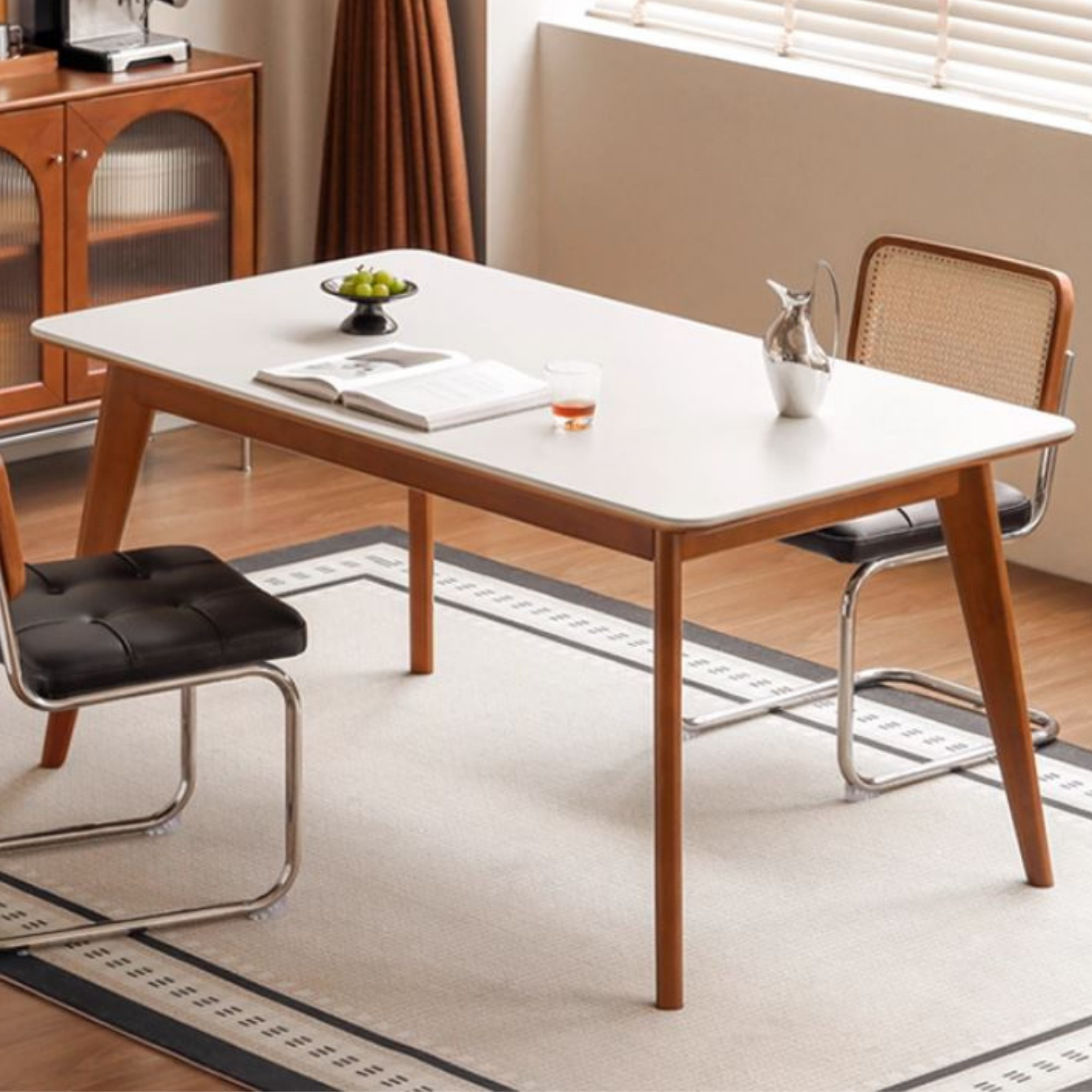 Tulipwood Solid Wood Retro Style Dining Table