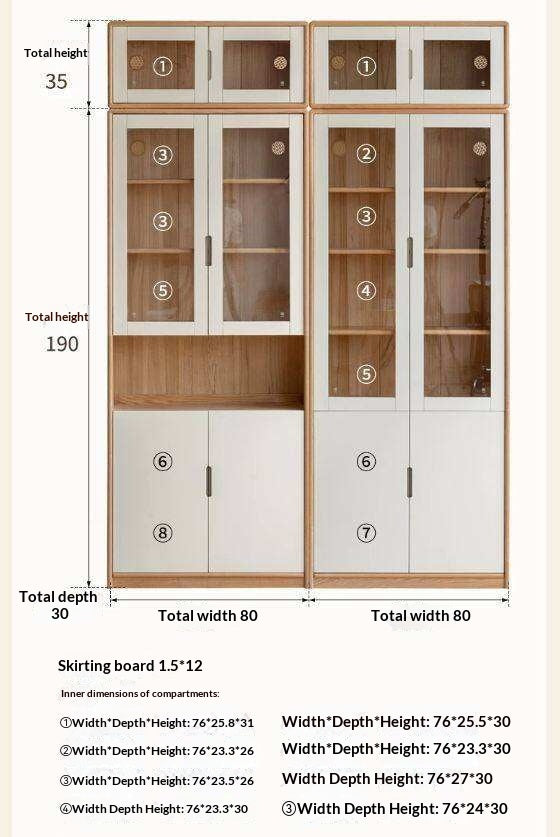 Oak Solid Wood Bookcase Storage Style Floor High