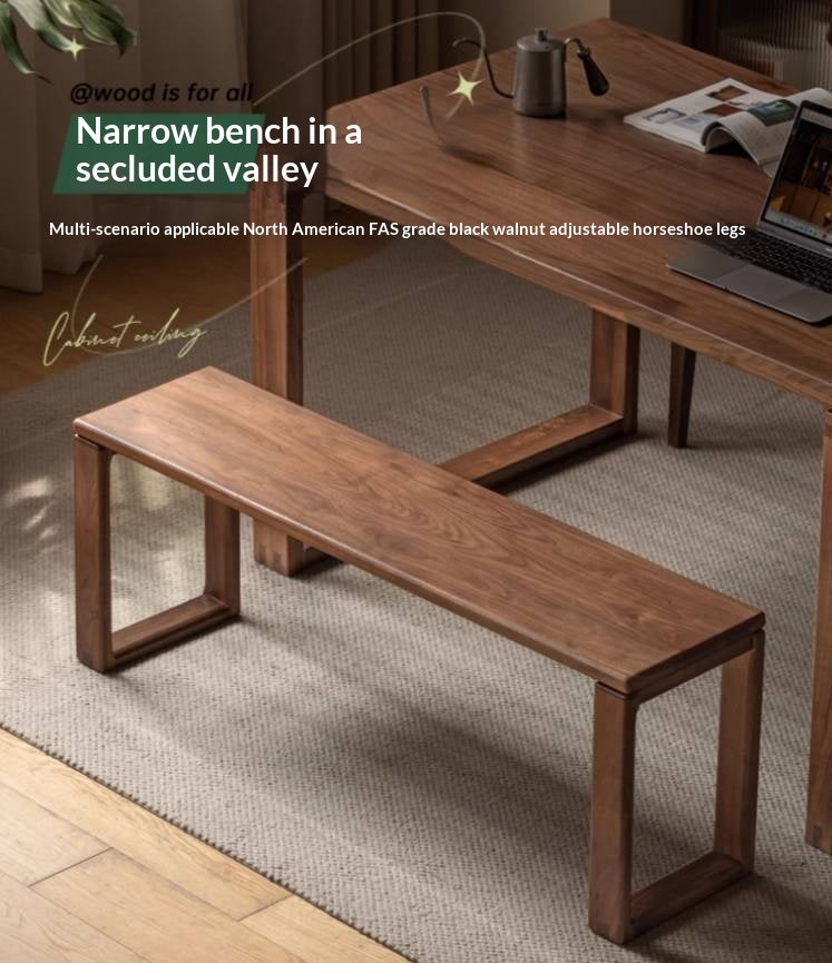 Black Walnut, Oak Solid Wood Long Bench