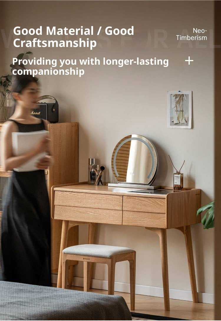 Oak Solid Wood Modern Minimalist Multifunctional Dressing Table