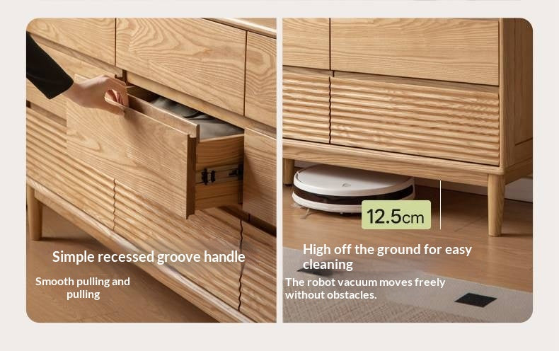 Ash Solid Wood Chest of Drawers with Modern Minimalist Design