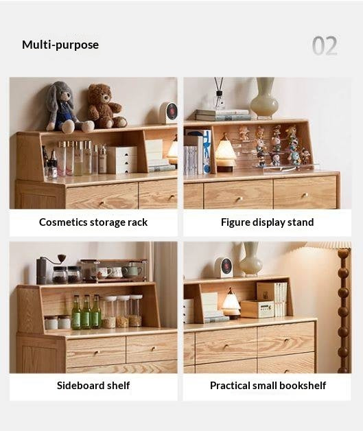 Oak Solid Wood Desktop Storage Rack Hutch Top Organizer