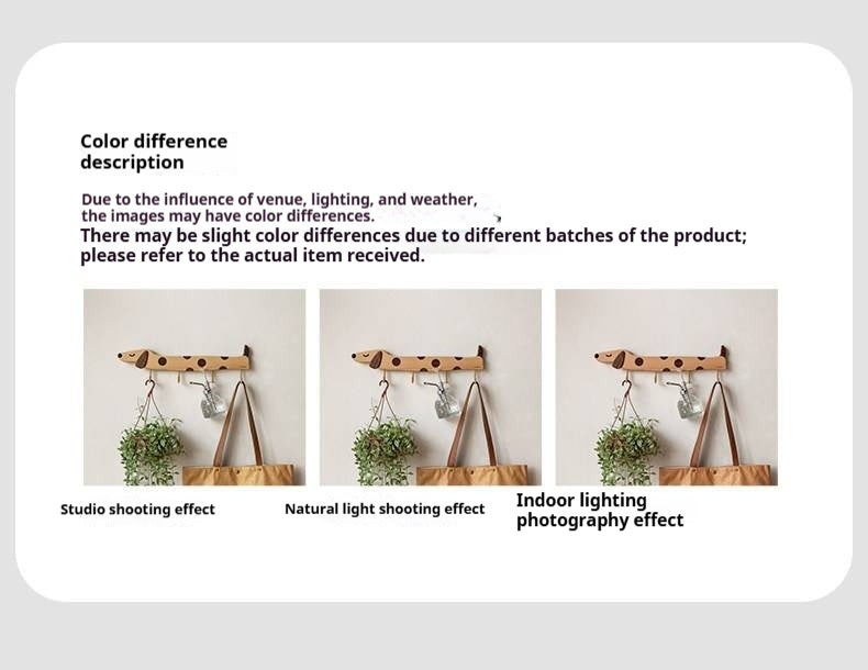 Beech, Black Walnut Solid Wood Puppy-Shaped Wall Hook with Cute Cartoon Design