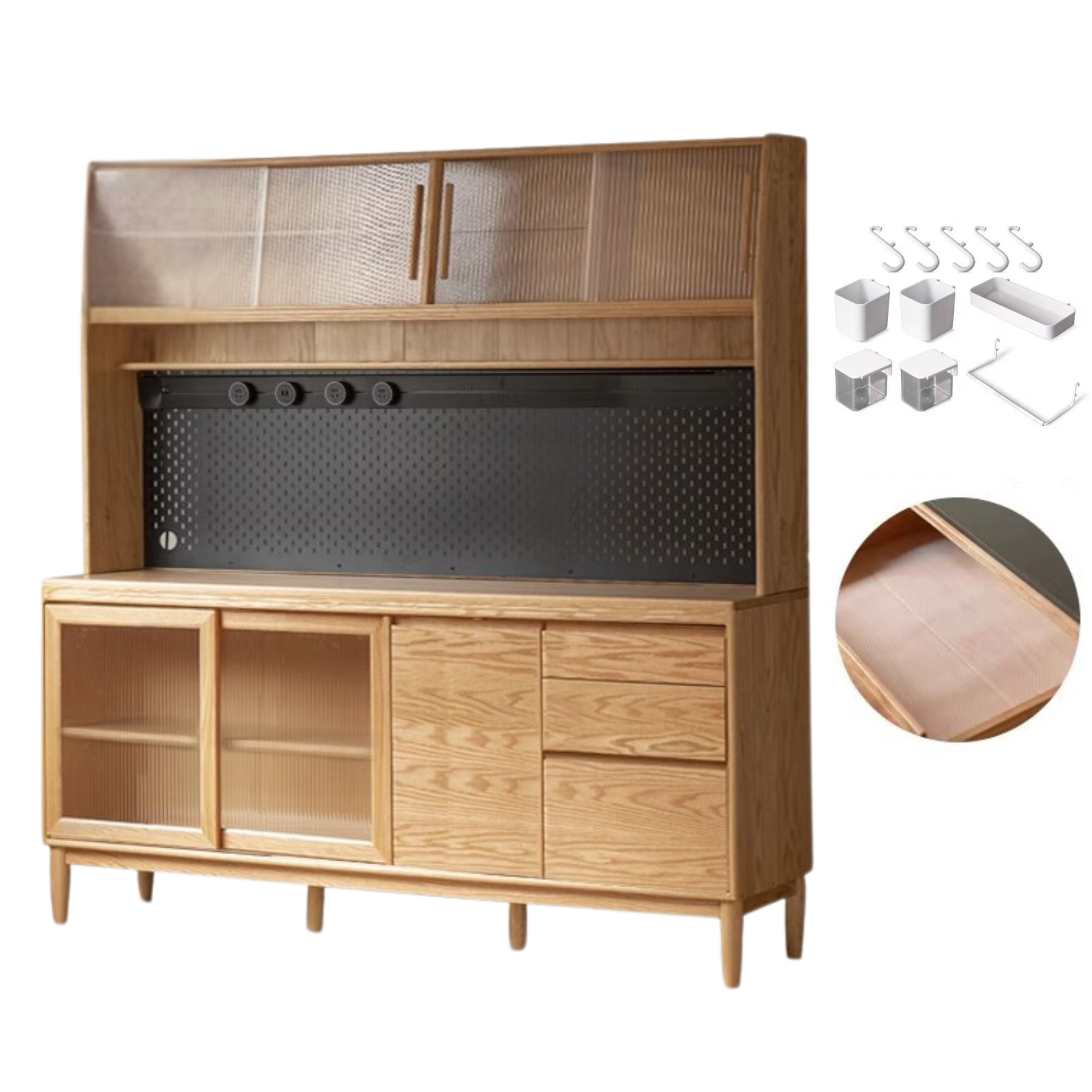 Oak Solid Wood Large Capacity Storage Sideboard,