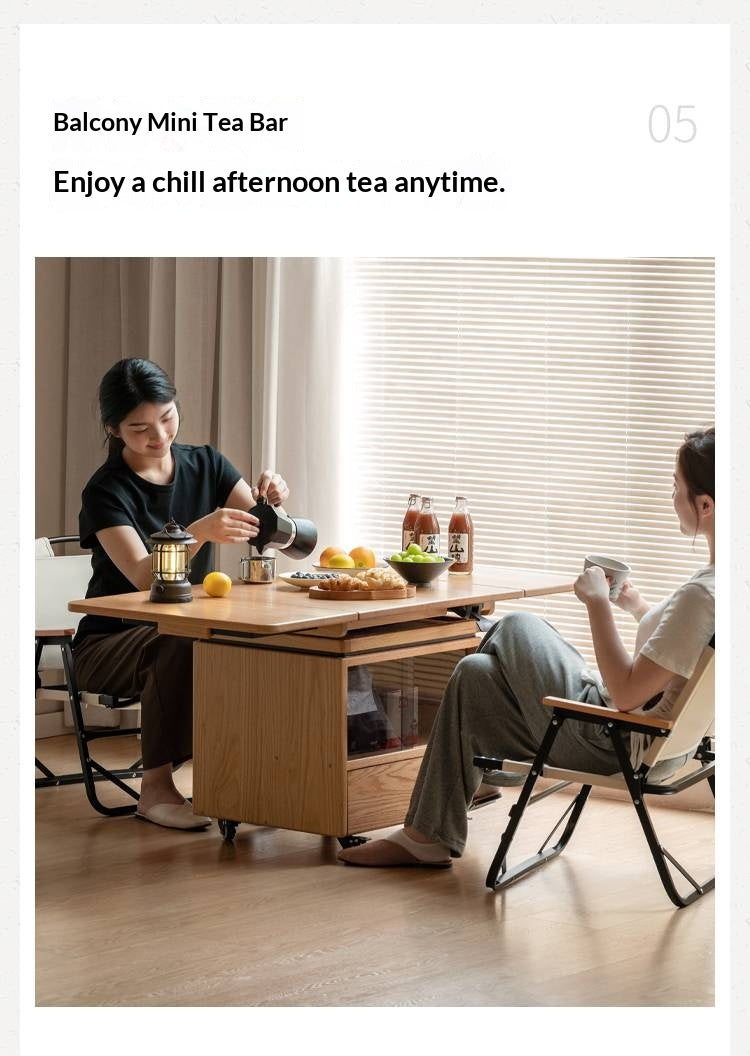 Oak Solid Wood Modern Mobile Elevating Coffee Table