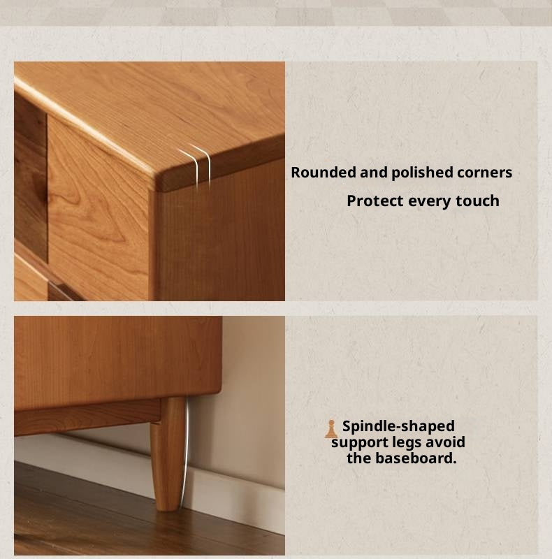 Cherry Solid Wood Retro Chest of Drawers Checkerboard