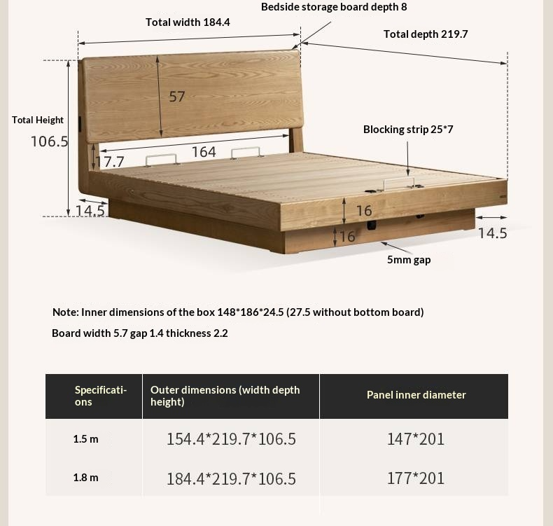 Ash Solid Wood Electric Storage Box Bed — Modern Minimalist Design
