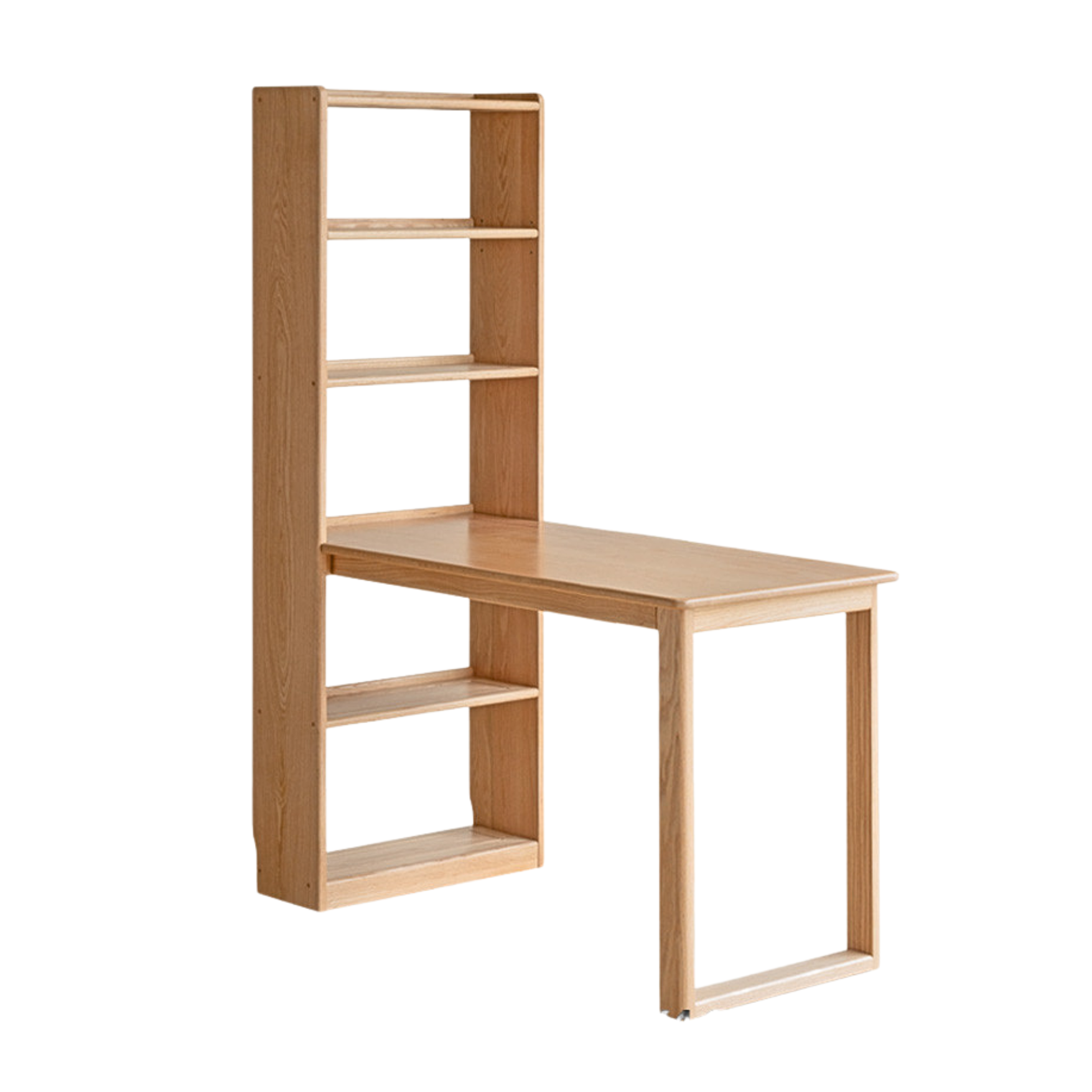 Oak Solid Wood Desk and Bookshelf Integrated Office Desk-