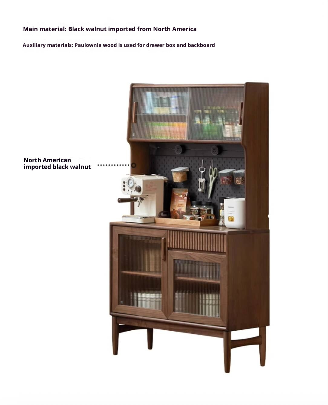 Oak, Black Walnut, South American Walnut, Solid Longan Hardwood, Red Zebrawood Solid Wood Light Luxury Sideboard