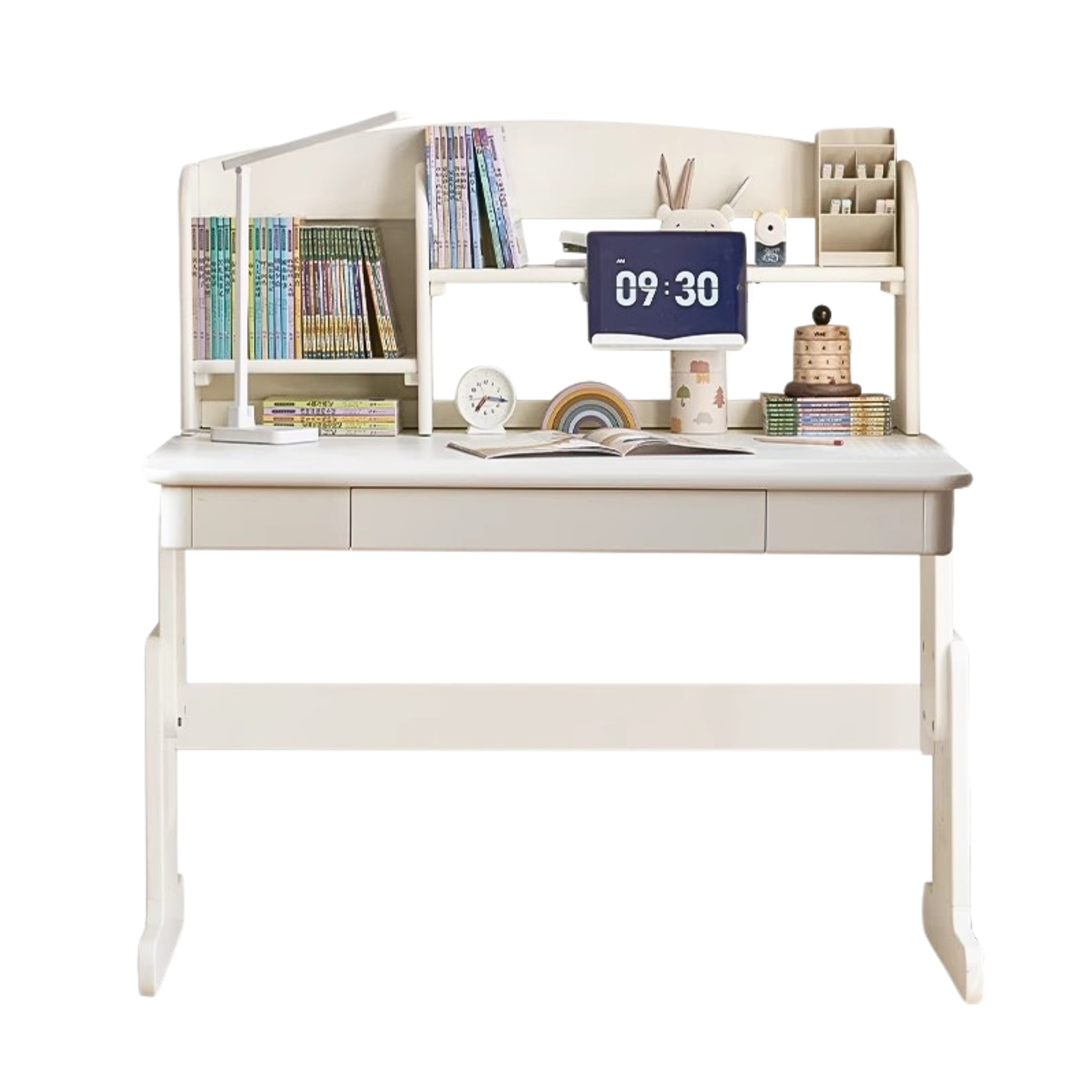 Beech Solid wood lift study desk  adjustable white children's desk