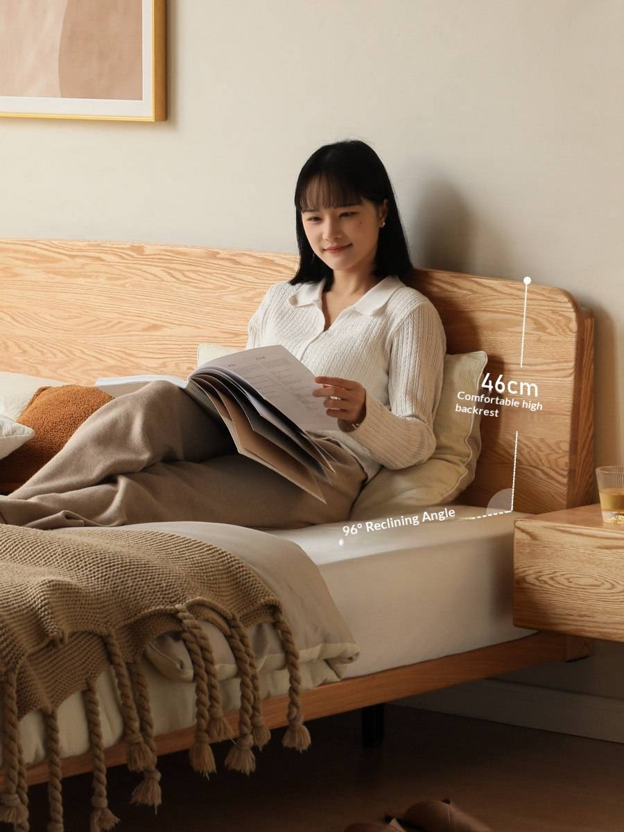 Oak Solid Wood Bed — Simple Floating Bed Design