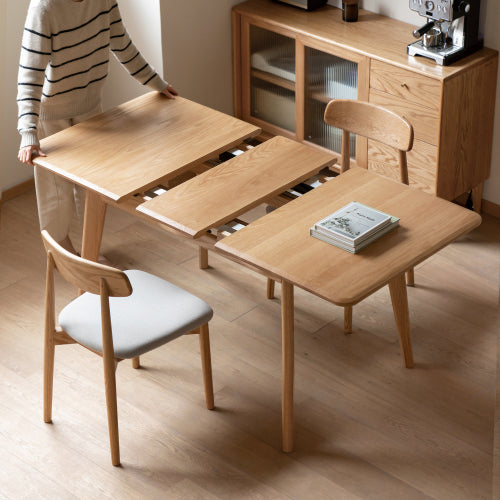 Oak Solid Wood Retractable Folding Dining Table