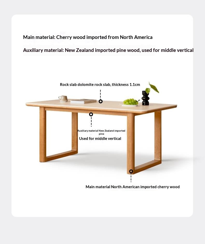 Cherry Solid Wood Retro Rock Board Dining Table
