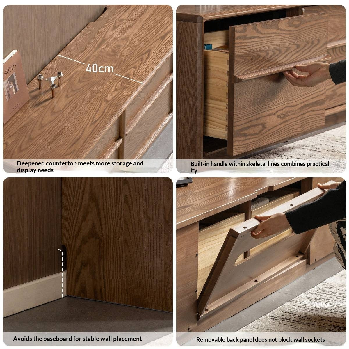 Ash Solid Wood Italian Luxury Floor-Standing TV Cabinet