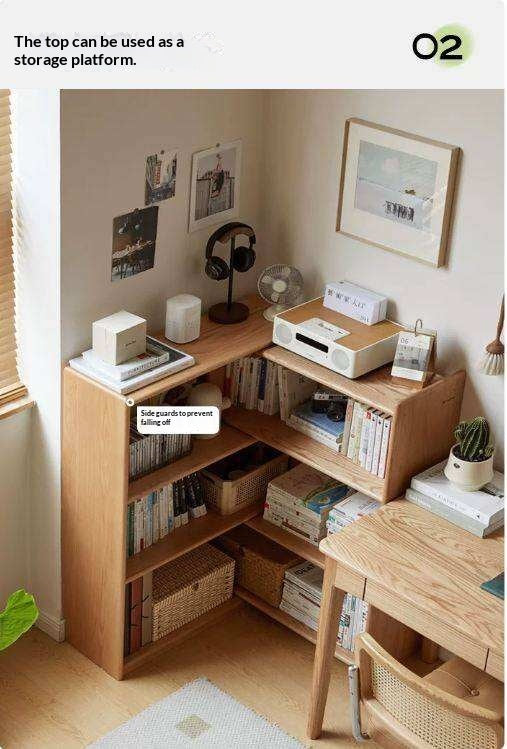 Oak Solid Wood Extendable Corner Bookshelf