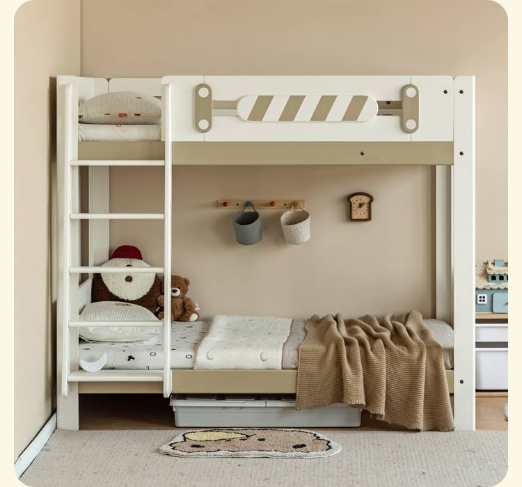 Rubberwood Solid Wood Children's Adult Bunk Bed