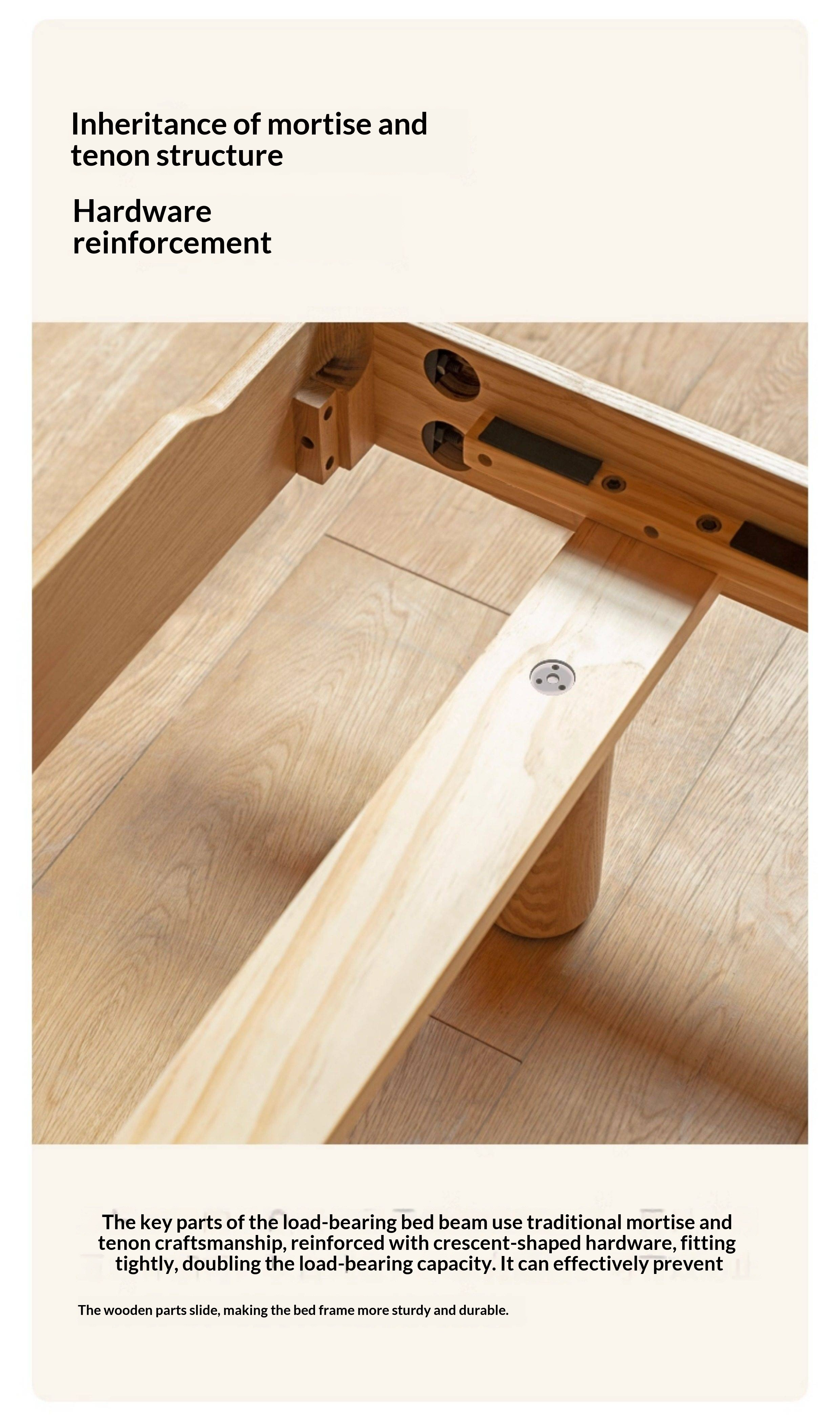 Ash Solid Wood Floating Bed — Large Slab, Simple Modern Design