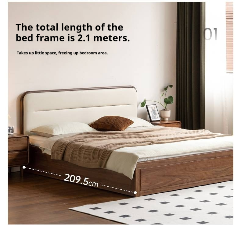 Black walnut solid wood storage box bed technology cloth soft back