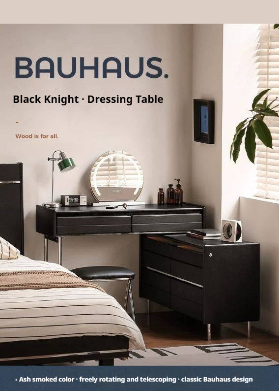 Ash Solid Wood Bauhaus Retractable Vanity Table.