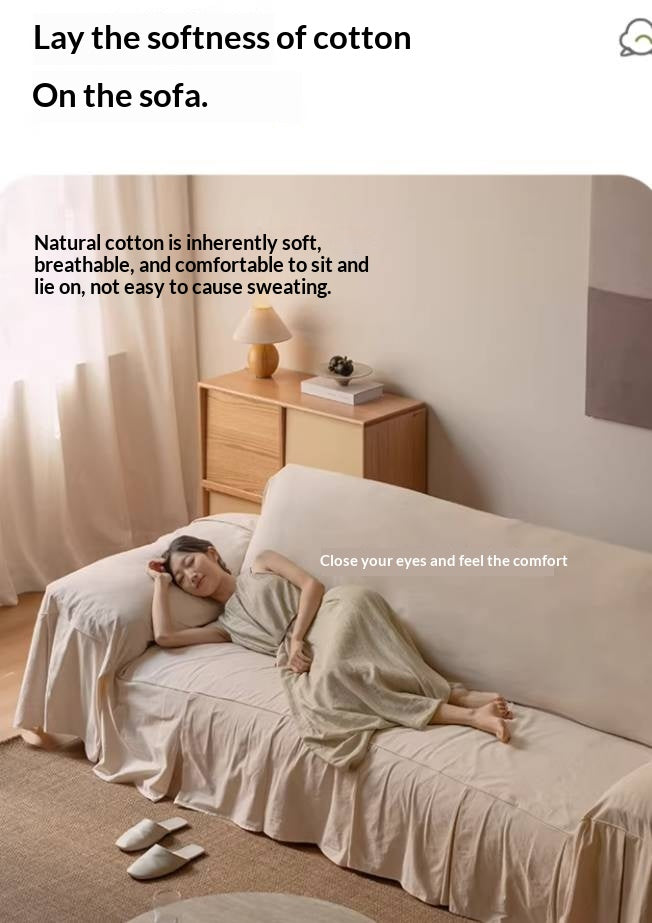 100% Cotton Sofa Cover, All-Season Washable Slipcover, Breathable Dustproof Sofa Protector