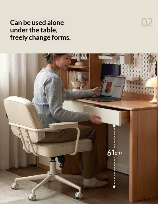 Beech Solid Wood Desk Bookshelf Integrated Study