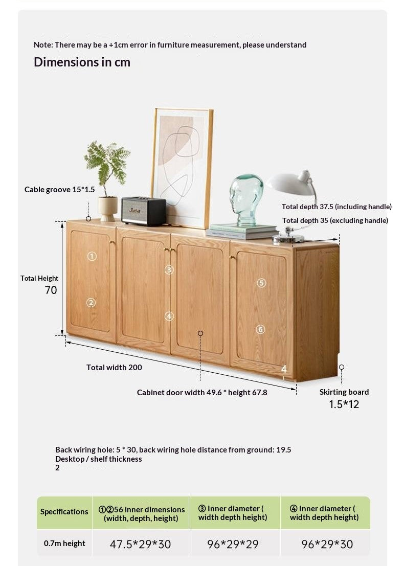 Oak Solid Wood Modern Floor Storage TV Cabinet.