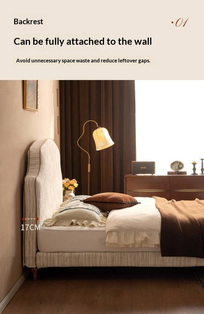 Fabric Soft Headboard Bed French Retro Style