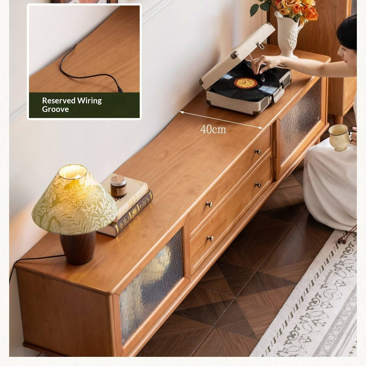 Birch Solid Wood French Country TV Console with Turned Legs