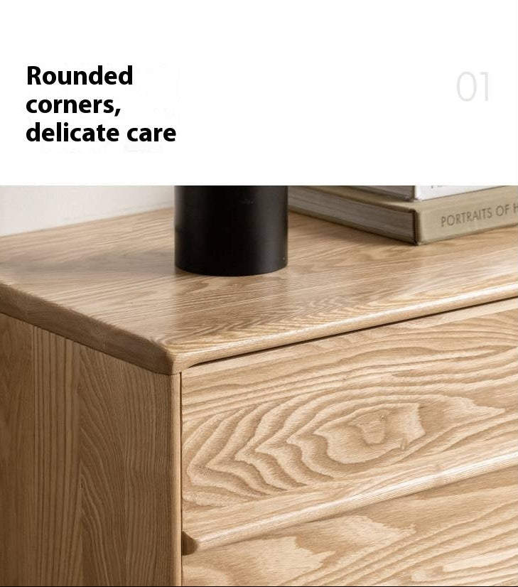 Ash Solid Wood Modern Log Style TV Cabinet
