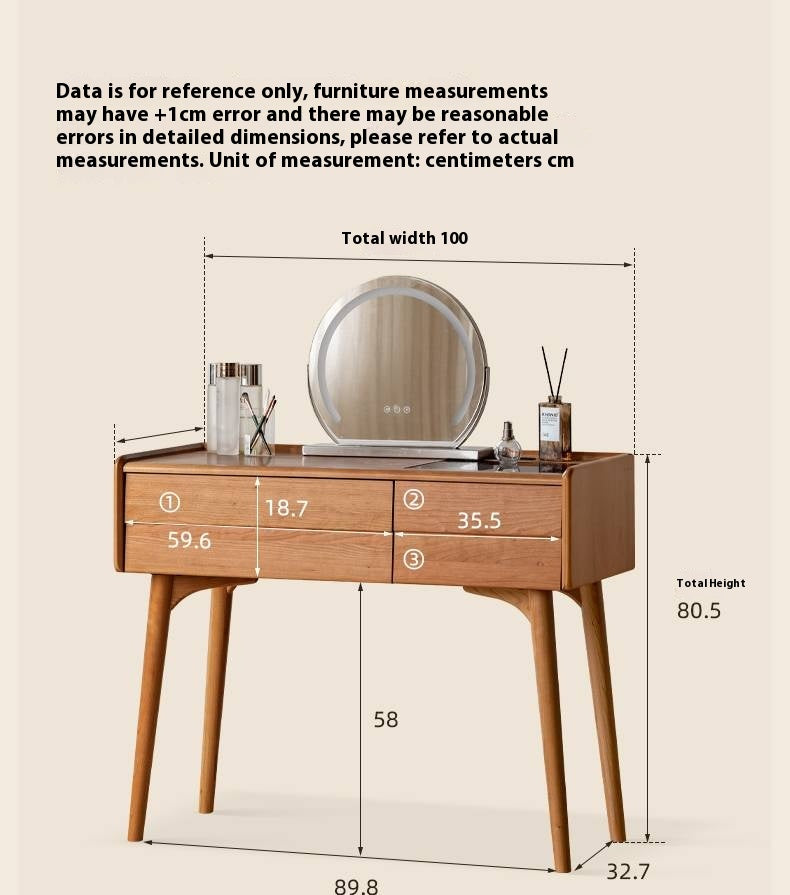Cherry Solid Wood Retro Style Dressing Table