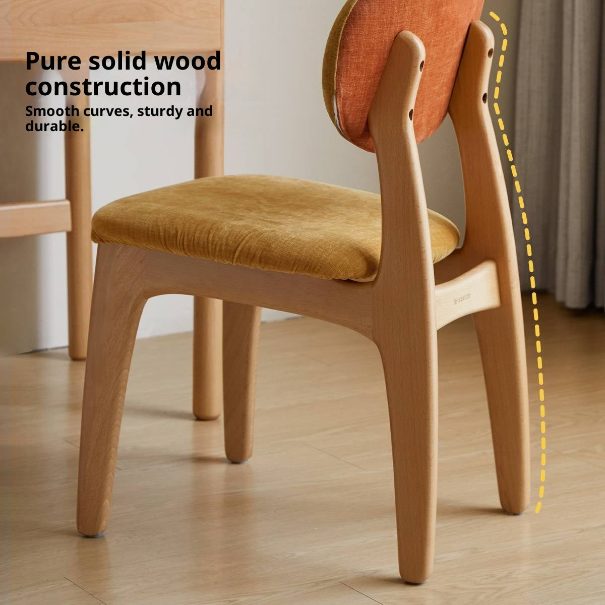 Beech Solid Wood Kids Study Chair with Oval Upholstered Back