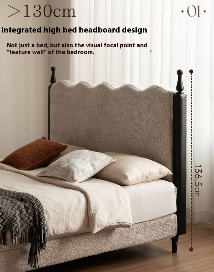 Fabric French Retro Soft Back Bed