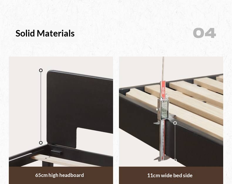 Rubberwood Solid Wood Bed — Modern Minimalist Large Slab Black Floating Bed