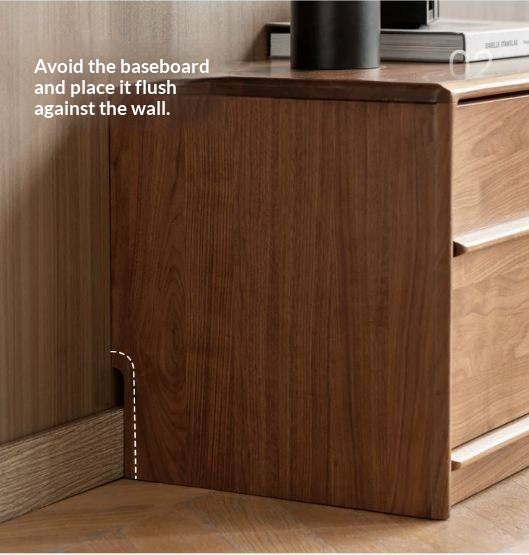 Sandalwood Solid Wood Low Profile TV Console with Fluted Panels