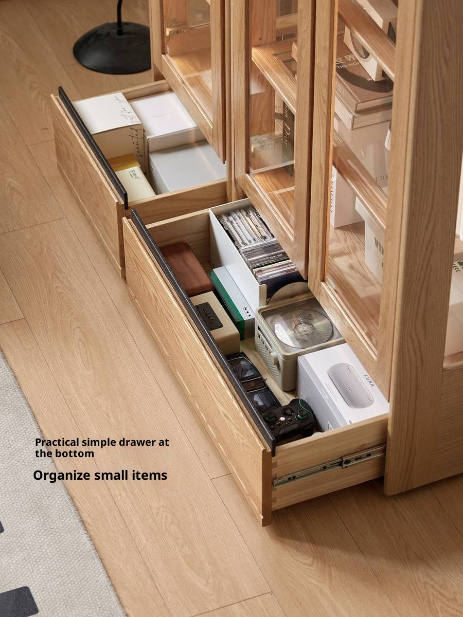 Ash Solid Wood Modern Glass Bookcase