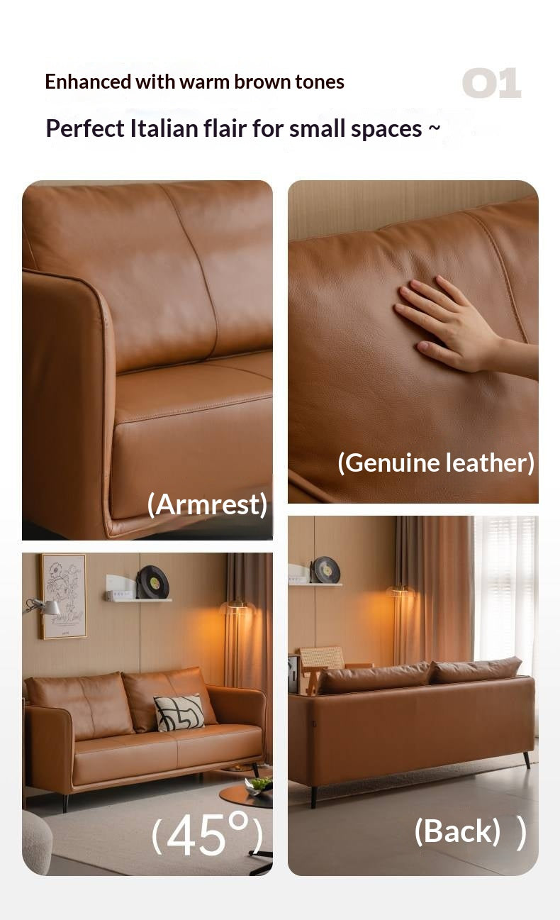 Genuine Leather Sofa, Italian Minimalist Design