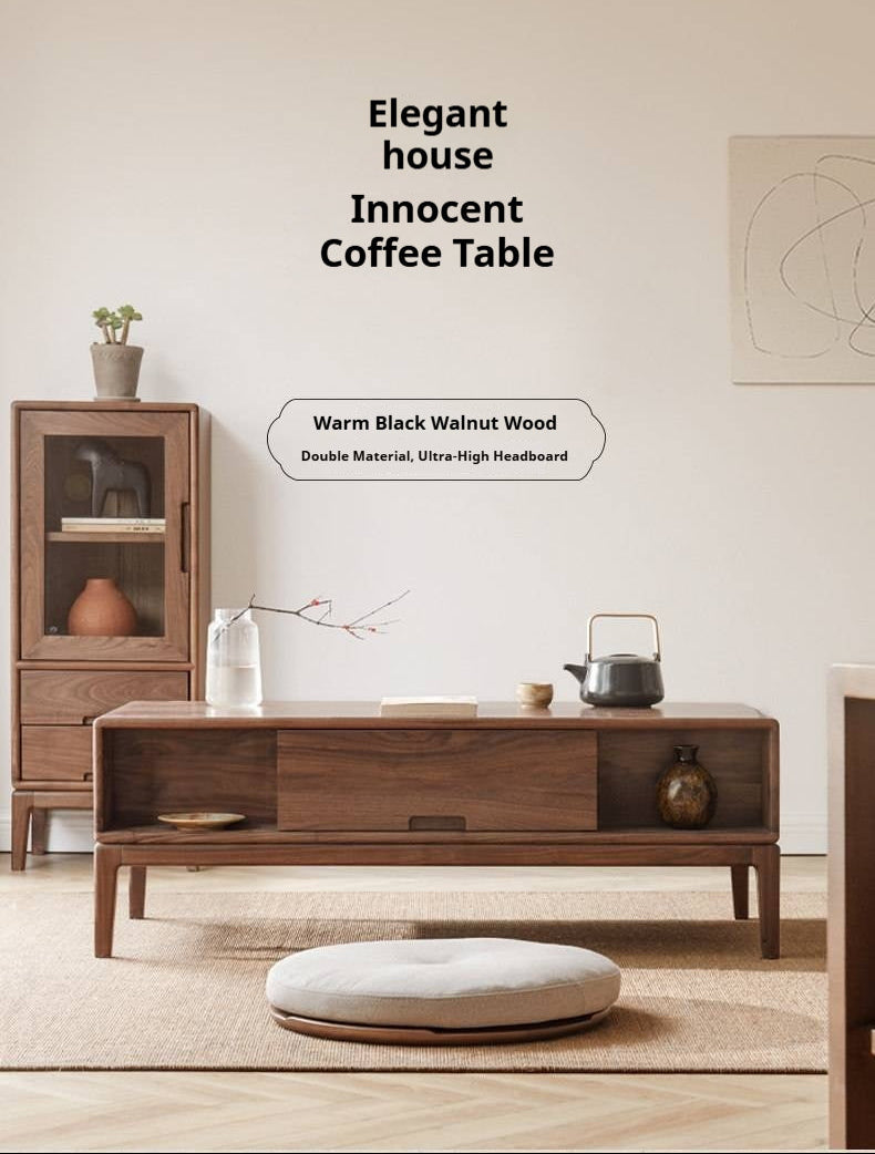 Black Walnut, Ash Solid Wood Modern Coffee Table