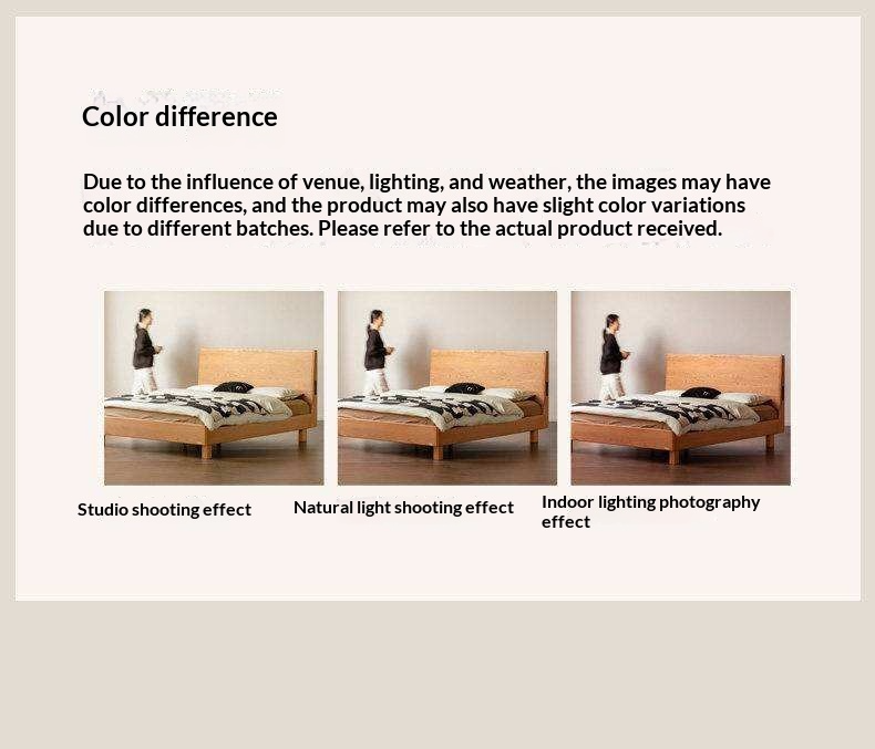 Cherry Solid Wood Bed Modern Minimalist Luminous Bed