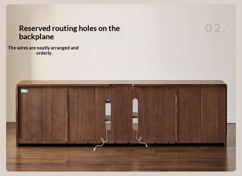 Black Walnut Solid Wood TV Cabinet with Large Storage