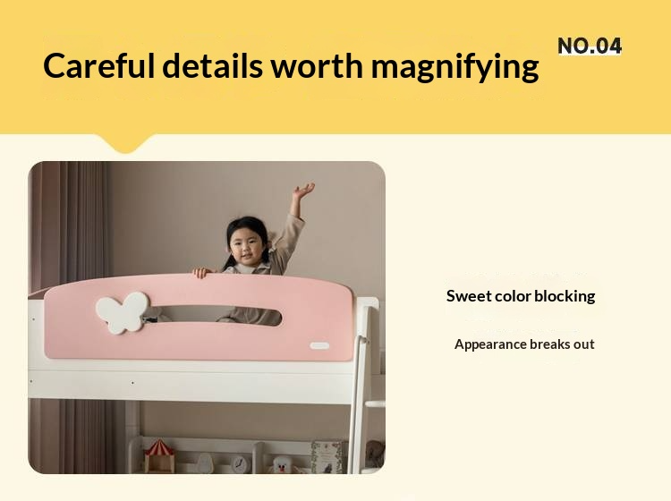 Rubberwood Solid Wood Children's Princess Storage Bunk Bed