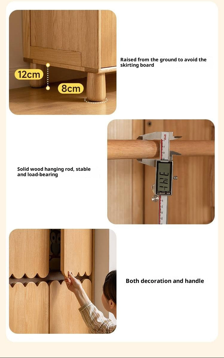 Oak Solid Wood Original Wood Style Children's Wardrobe