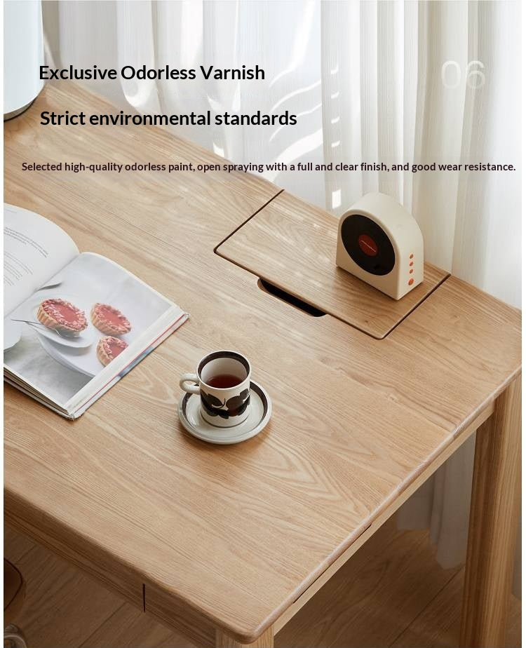 Ash Solid Wood Modern Multifunctional Office Desk