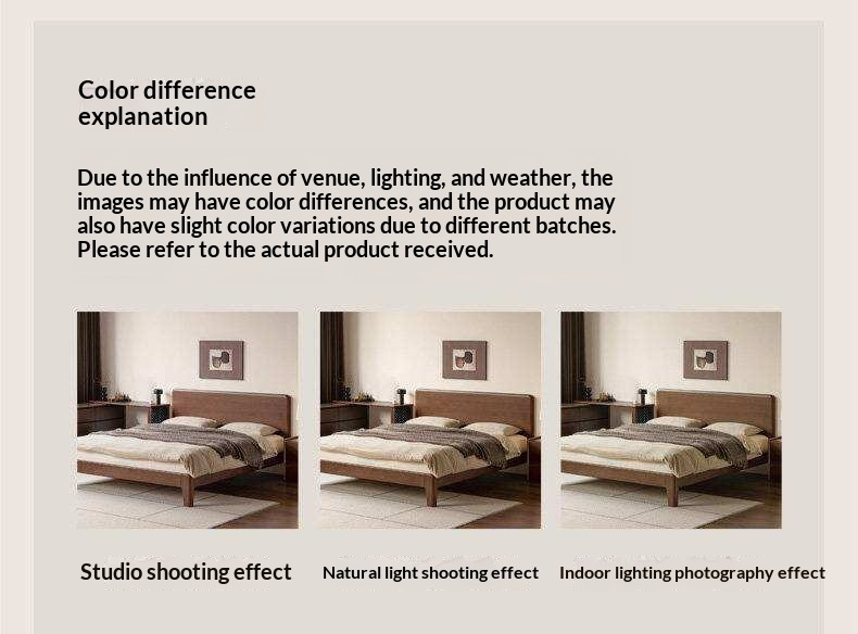 Golden Rosewood Solid Wood Platform Bed with Panel Headboard