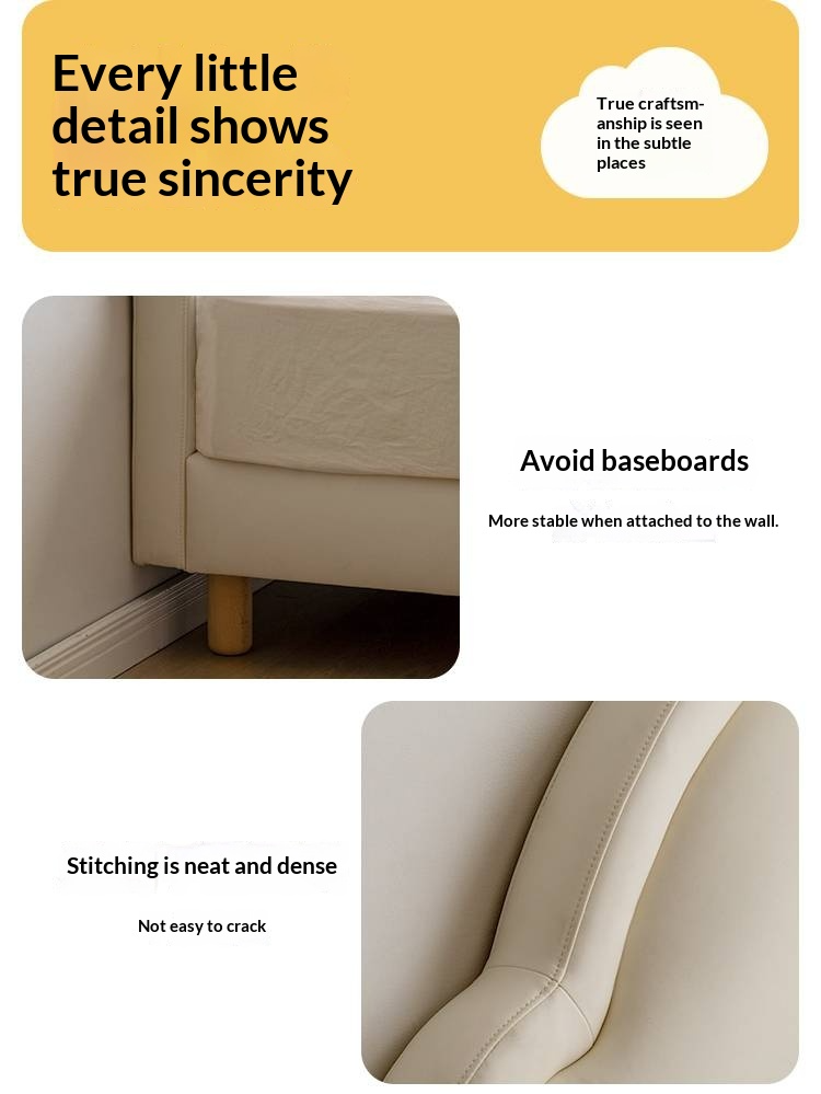 Сream style Organic Leather kid's Cloud Bed<