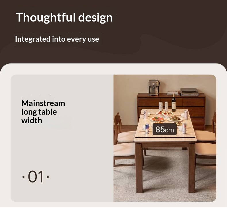 Black Walnut Solid Wood Vintage Travertine Slab Dining Table