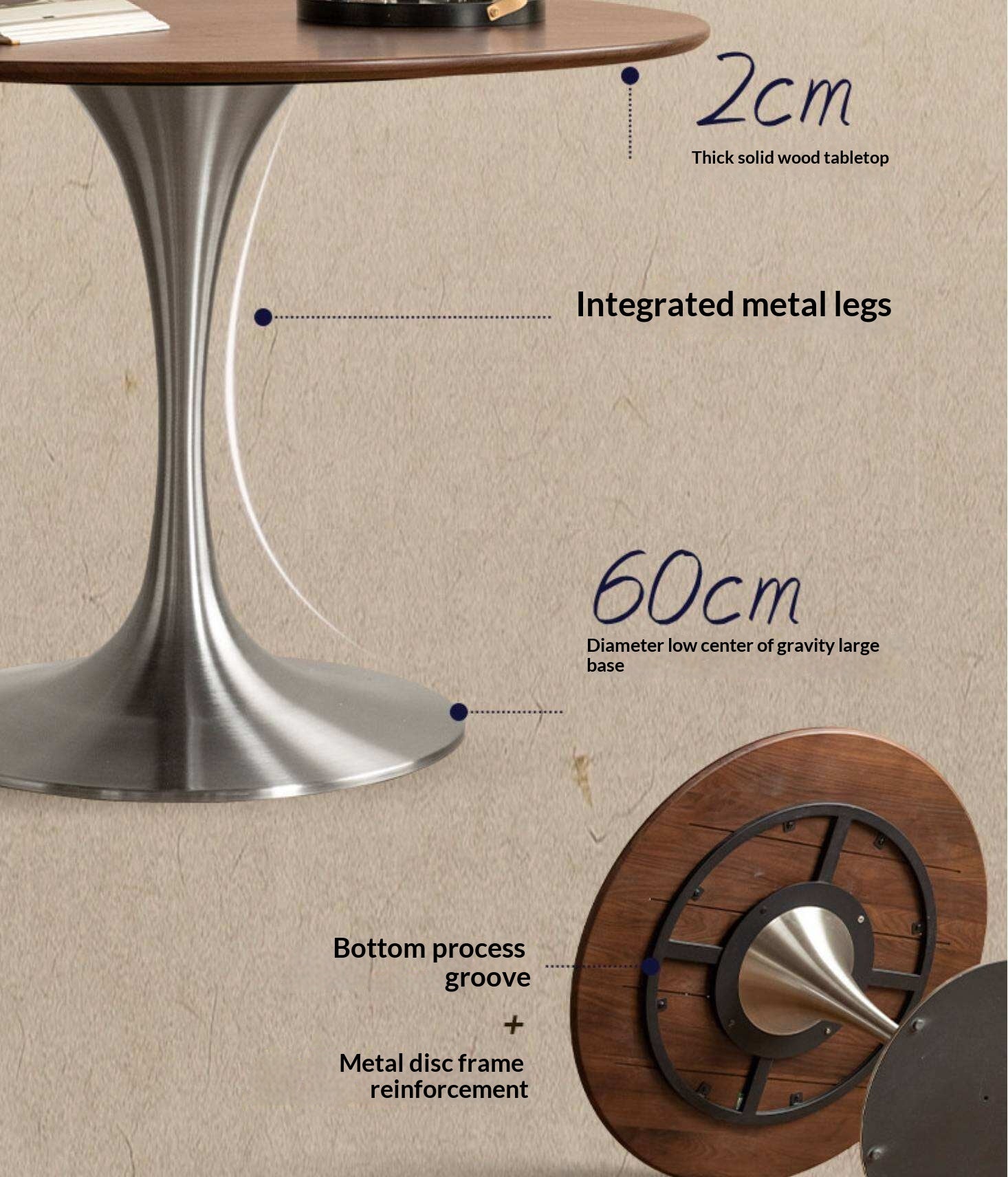 Black Walnut Solid Wood Dining Table Bauhaus Style