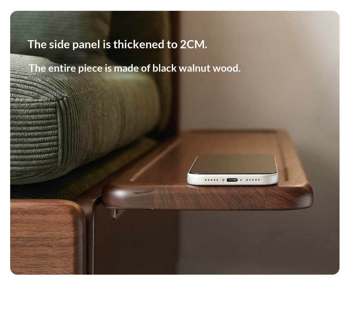 Black Walnut, Oak Solid Wood Sleeper Chair-sofa Bed with Attached Fold-Out Side Tray